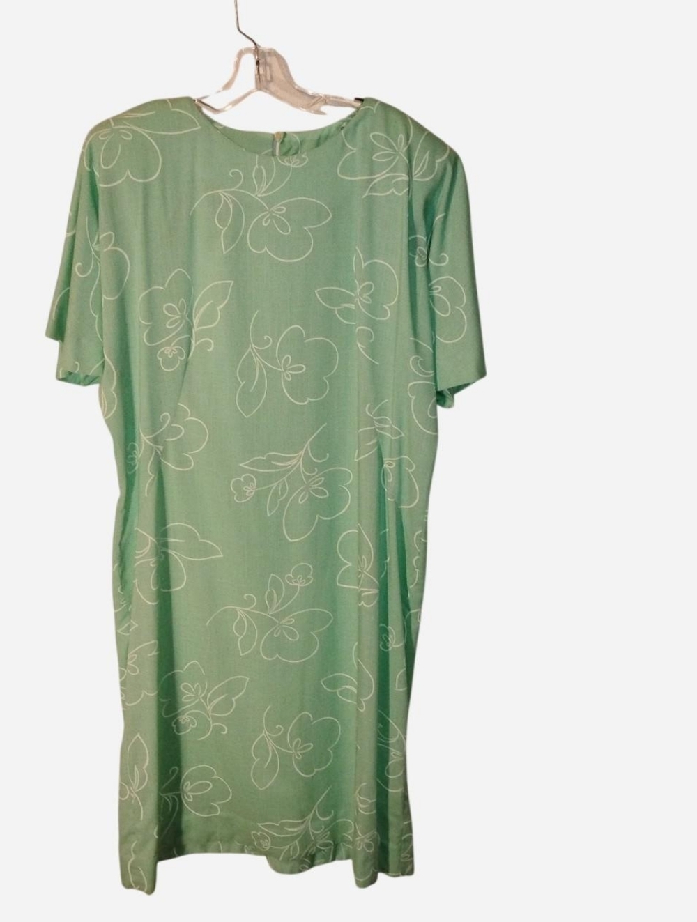 Vtg 60s 70s Mint Floral Short Sleeve Shift Dress 2XL 50" Bust